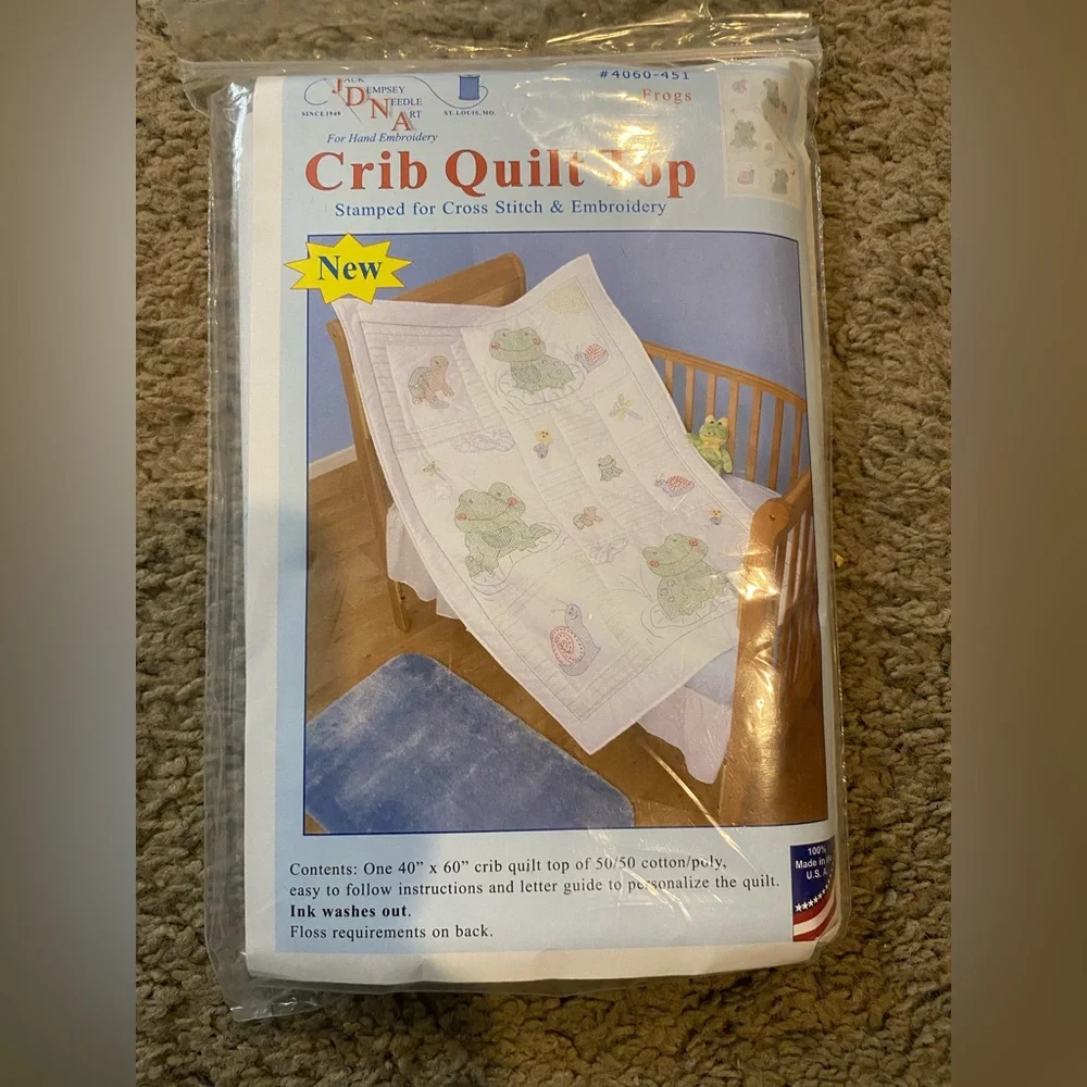 - Jack Dempsey Stamped Cross Stitch Frogs Baby Quilt